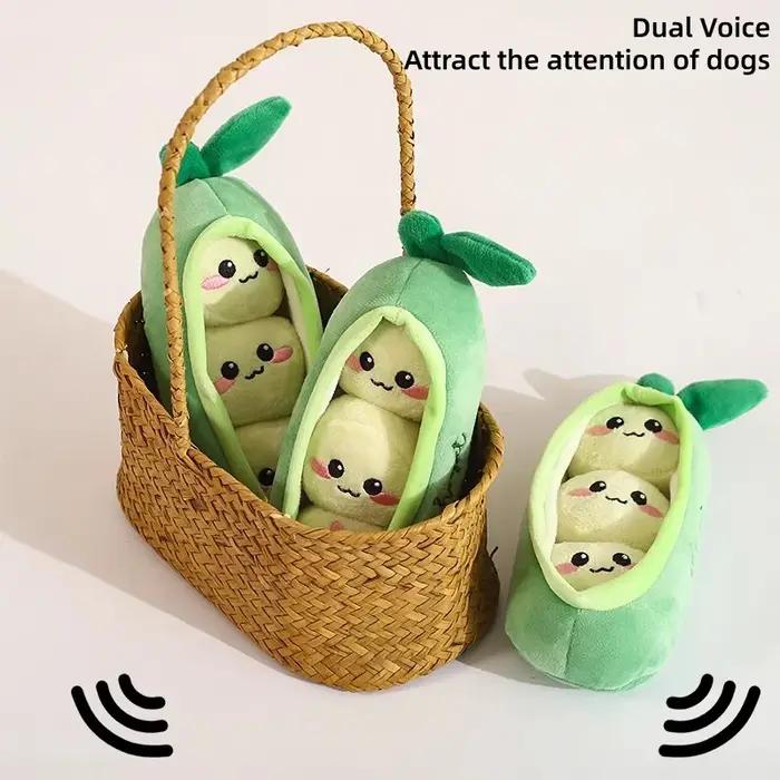 Jouet interactif pour chiot en peluche douce en forme de coquille de pois