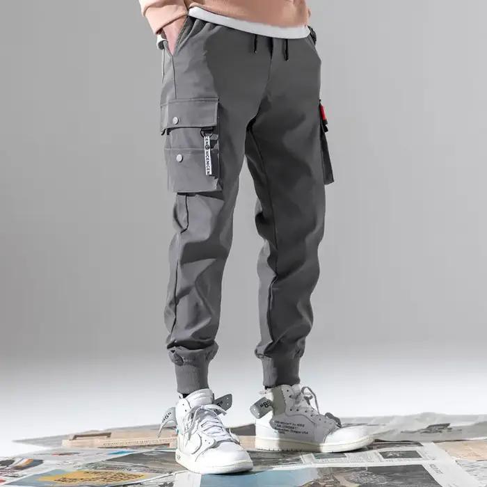 Pantalon Cargo tendance de couleur unie pour hommes, pantalon Cargo à poches multiples à rabat, pant