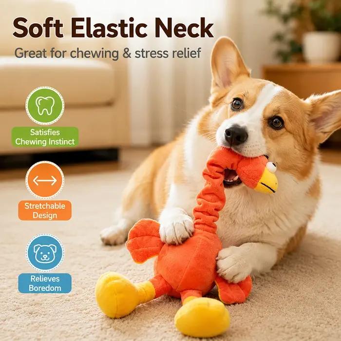 Jouet pour chien en peluche couineur à long cou