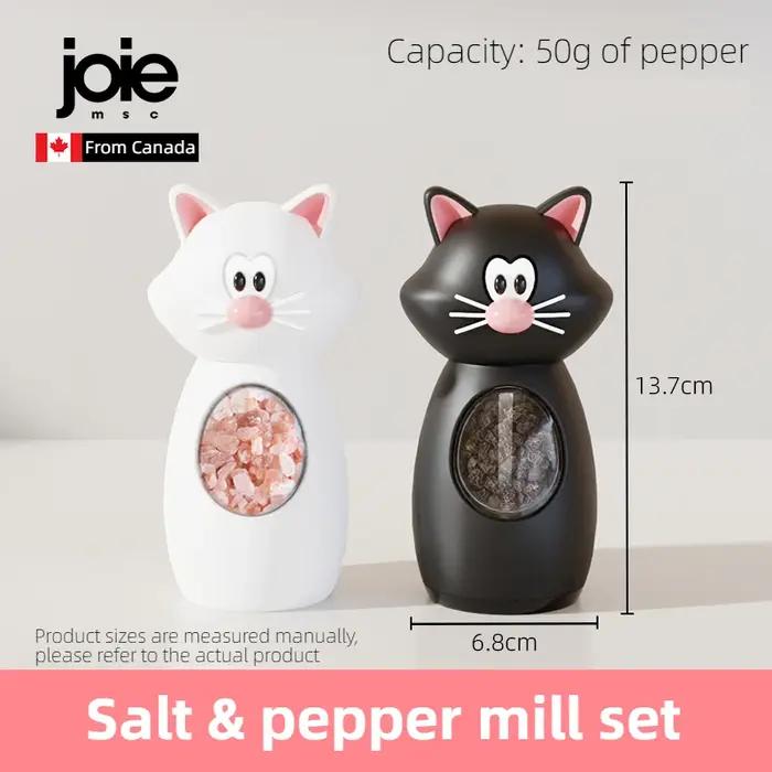 Ensemble de moulins à sel et à poivre Joie Meow en céramique ABS design mignon pour la cuisine et les occasions spéciales