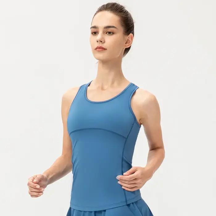 Couleur bonbon femmes vêtements de Sport d'entraînement de gymnastique gilet chemises de Yoga à séchage rapide en plein