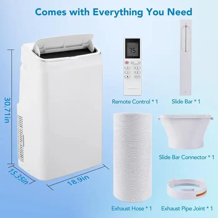Climatiseur portable 3 en 1, 14,000 BTU, silencieux, avec télécommande, aquarelle intégrée, ventilat