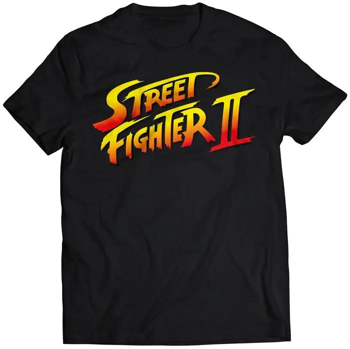 T-Shirt avec Logo Street Fighter II pour hommes, rétro, jeu d'arcade des années 90, graphique, décon