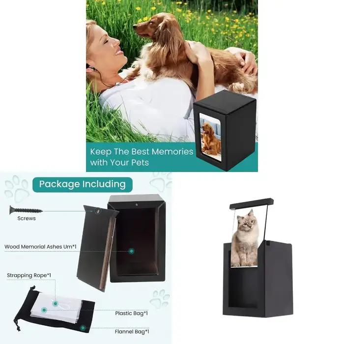 Urnes pour cendres chien, boîte commémorative en bois avec cadre Photo à mémoire forme