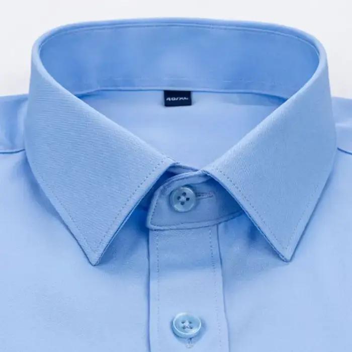 Chemise élastique à manches longues pour hommes, Anti-rides, sans repassage, confort d'affaires, mod