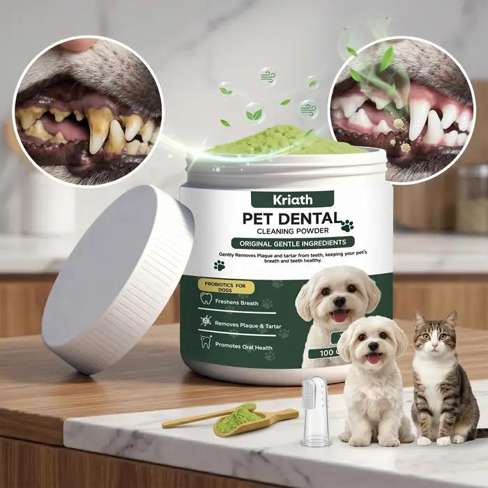 Poudre dentaire naturelle pour animaux de compagnie, rafraîchisseur d'haleine pour chats et chiens,