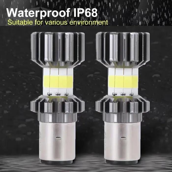 Ampoules de phares de Moto H4 LED H6 BA20D 69000LMLED, 8 côtés COB blanc 6000K, lampe Hi Lo, accesso