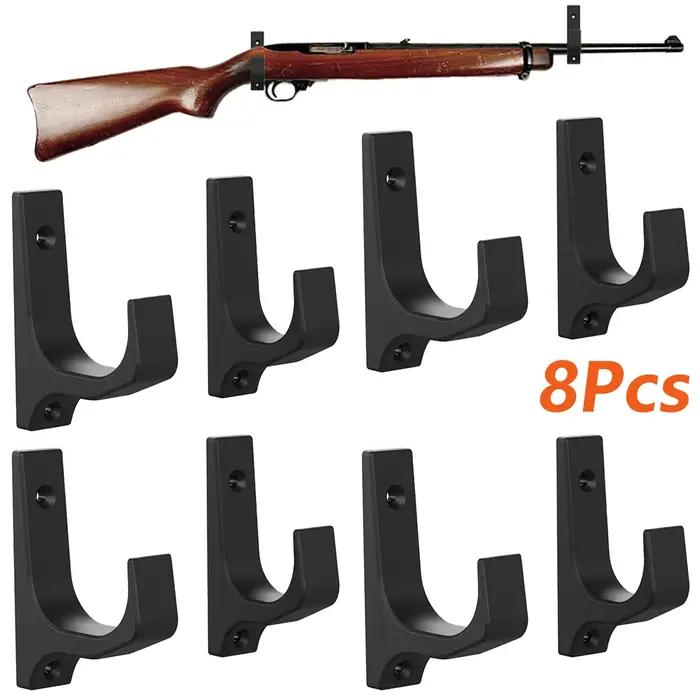 Support mural horizontal pour 8 armes à feu, support pour fusils, crochets pour fusils de chasse, support pour pistolets, présentoir pour armes à feu