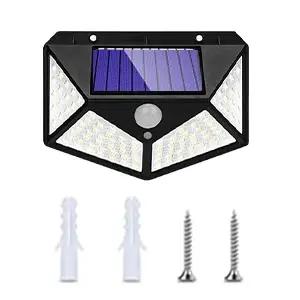 Lampe de sécurité solaire décor de jardin extérieur étanche à énergie solaire 100 LED PIR capteur de mouvement projecteur pour cour et voie, clôture.