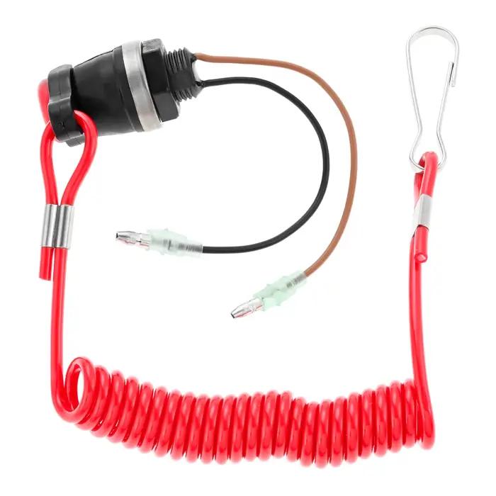 Interrupteur d'arrêt marin avec attache, 1 pièce, interrupteur à bascule pour bateau, interrupteur d'arrêt de sécurité, Kit d'attache de lanière ABS et Nylon, étanche et Durable
