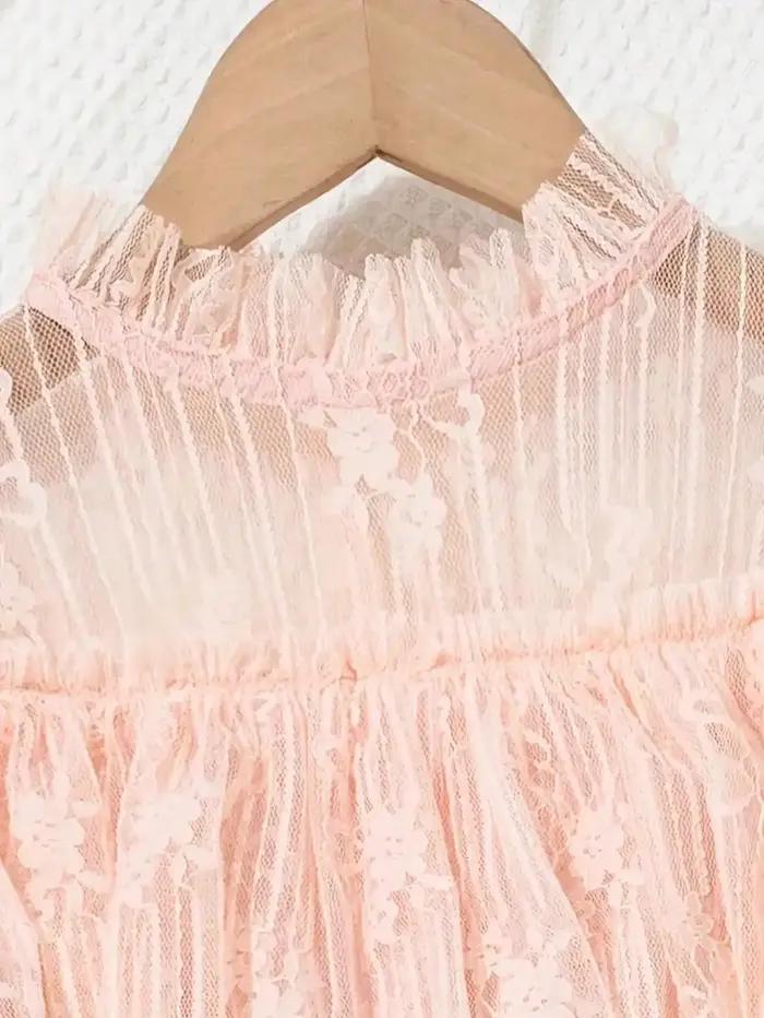 Robe de princesse en dentelle de style coréen, couleur unie, légèrement élastique, coupe ajustée pou