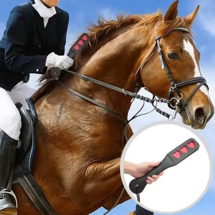 Fouet équestre en cuir noir de haute qualité de 32 cm