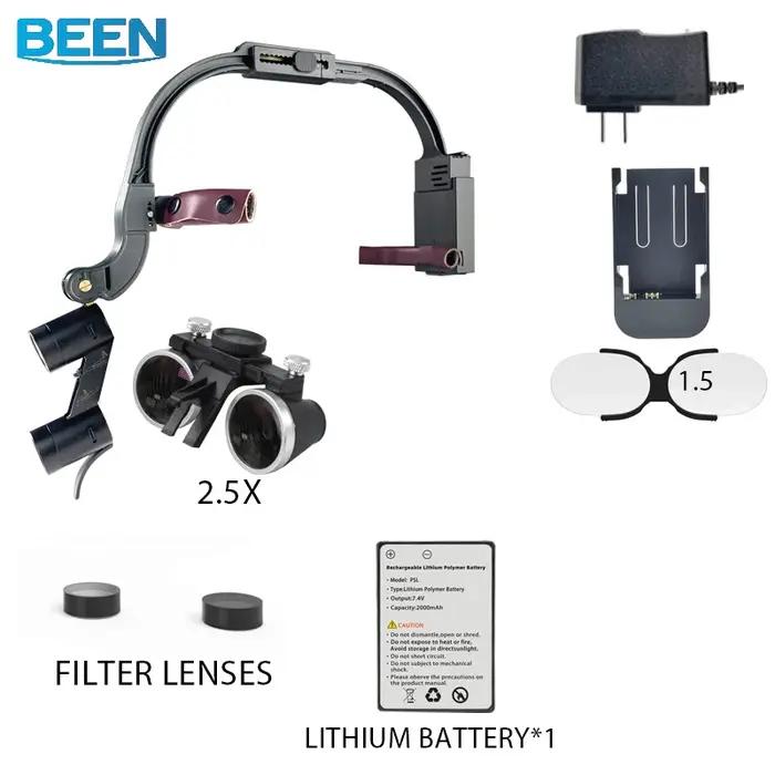 Lampe frontale dentaire LED, Loupes 2,5x 3,5x, esthétique médicale, phare chirurgical, grossissement binoculaire pour équipement de laboratoire