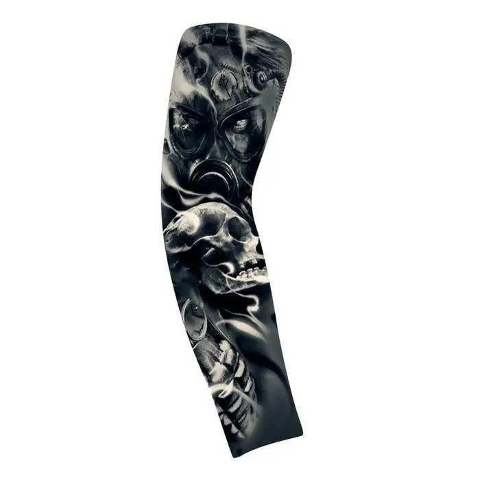 Manchon de bras à motif floral, effet tatouage, élastique, respirant, protection solaire, en soie glacée fine, pour hommes et femmes
