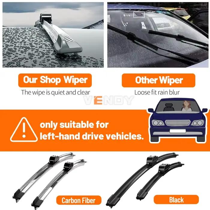 Pour Mitsubishi Eclipse Cross 2017-2023 2018 2019 2020 2021 2 pièces balais d'essuie-glace avant essuie-glaces en Fiber de carbone