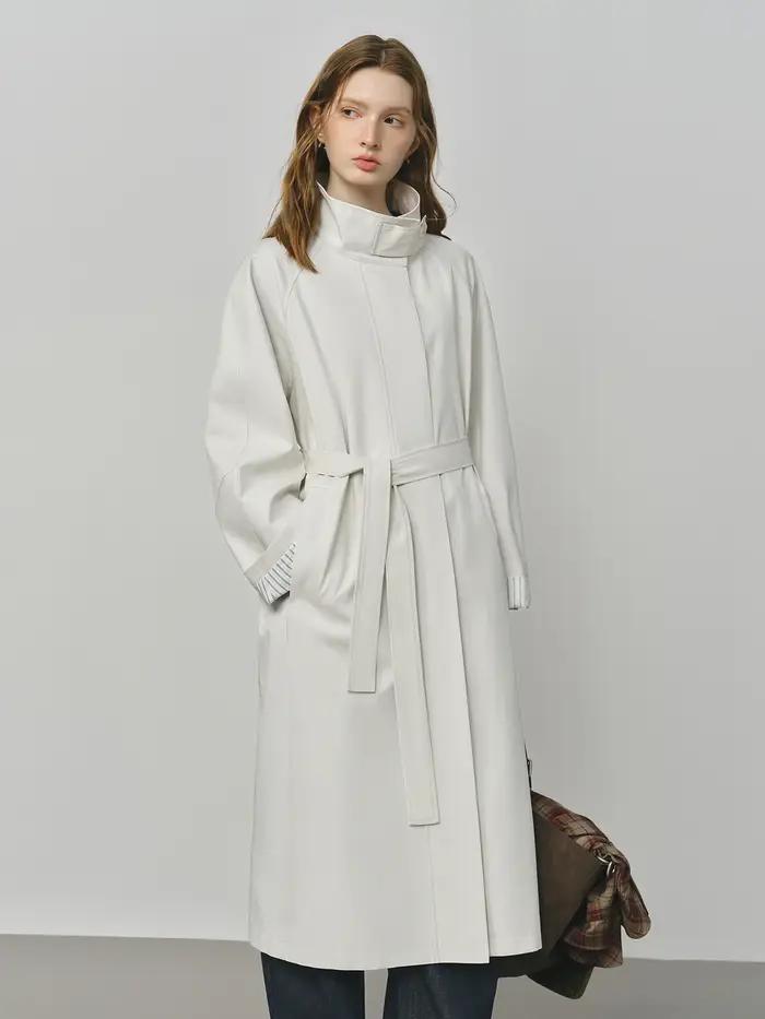FSLE Style britannique conception col montant coupe-vent Trench veste pour les femmes 2025 automne nouveauté décontracté