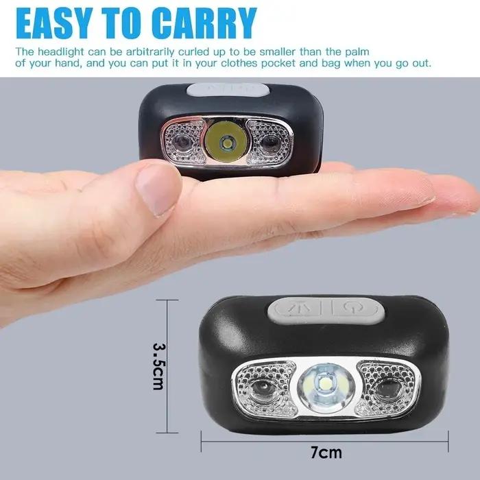 Mini lampe frontale Rechargeable USB avec capteur d'onde, lampe de poche d'éclairage extérieur pour
