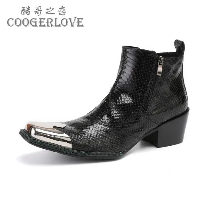 Bottes de cowboy occidentales à talons hauts pour hommes