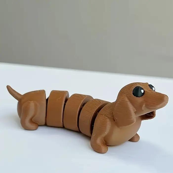 Statue de Teckel imprimée en 3D avec articulations mobiles - Figurine articulée poseable pour les am