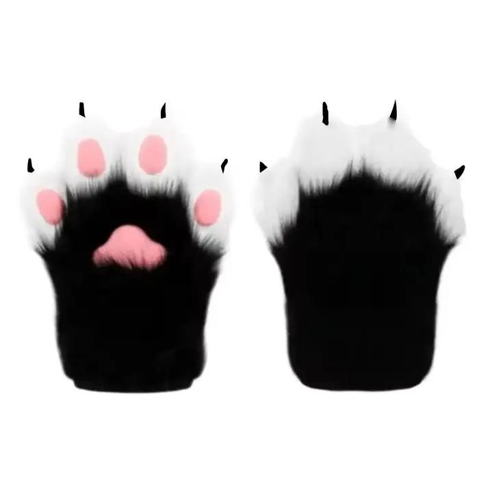 1 paire de gants en peluche anti-griffures pour chat, mignons gants en forme de patte de chat, chaud