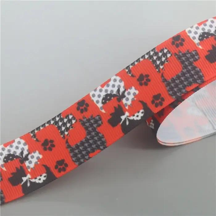 Ruban gros-grain imprimé patte de chien Terrier accessoire vêtement de sauna collier décoration bricolage couture artisanat occassions spéciales femmes
