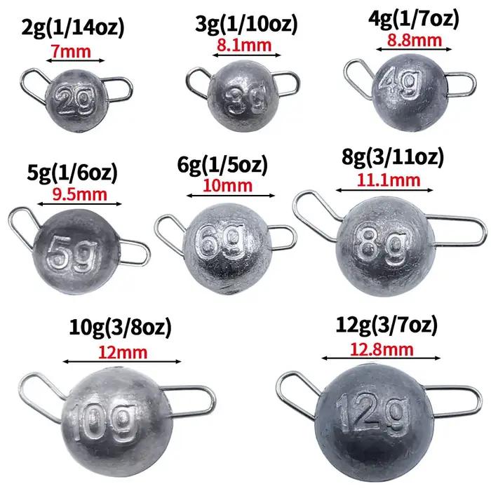 Kit de plombs de pêche Cannonball Cheburashka, 2g, 3g, 4g, 5g, 6g, 8g, 10g, 12g