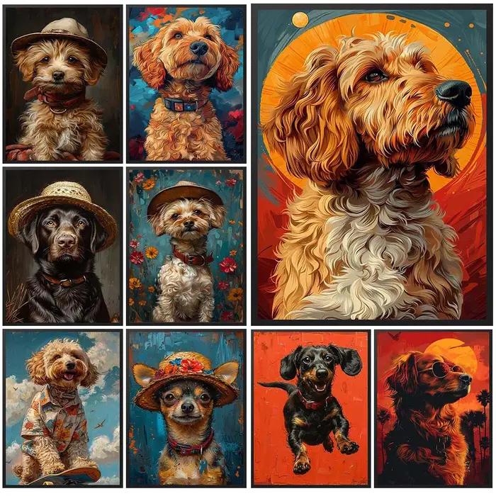 Peinture sur toile de chien de dessin animé pour salon