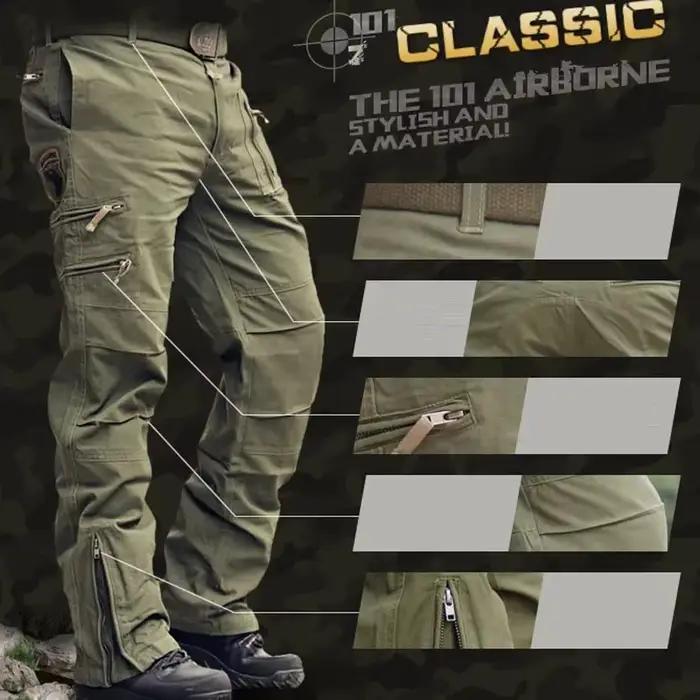 Pantalon combat chasse camouflage droit zip cargo résistant montagne outdoor homme