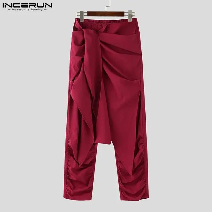 Mode INCERUN été printemps hommes pantalons décontractés sarouel plissé
