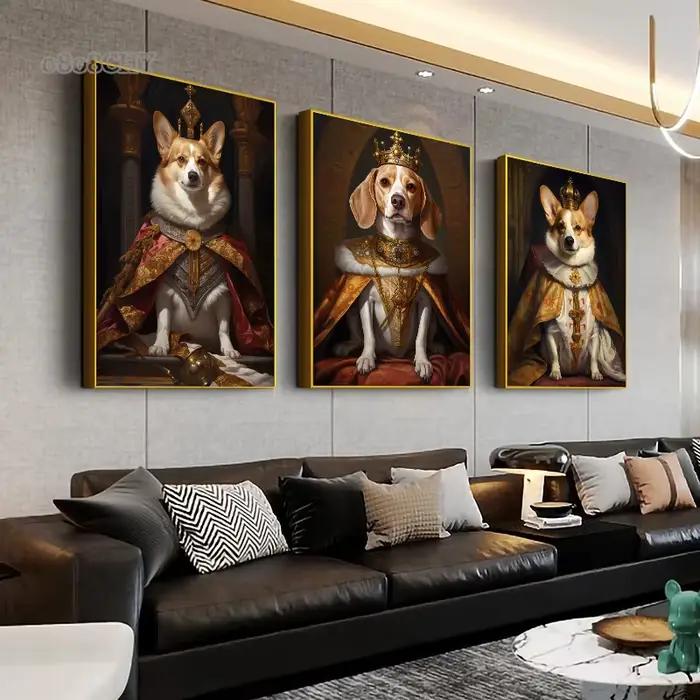Peinture sur toile d'art de portrait de chien moderne pour décoration d'intérieur et décoration de mur occassions spéciales femmes