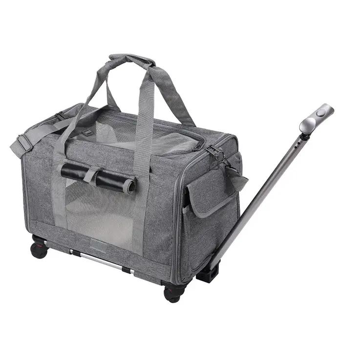 Porte-animaux avec roues pour chiens jusqu'à 15lb et chat, approuvé par la compagnie aérienne, porte