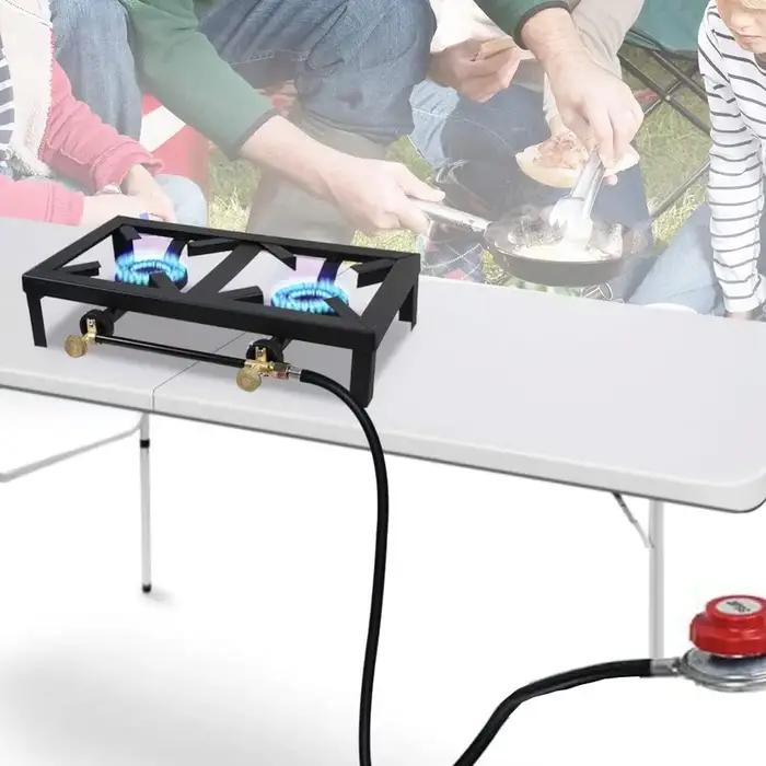 Réchaud de camp extérieur portable à double Eva, cuisinière à gaz propane, cuisinière à barbecue GPL