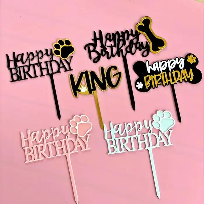 Décoration de gâteau pour animaux de compagnie fête d'anniversaire mariage personnalisée avec dessins animés couleurs unies pour adultes et enfants occasions spéciales