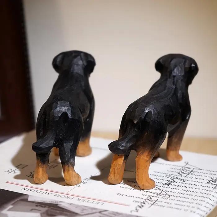 Rottweiler – sculpture sur bois faite à la main pour chien