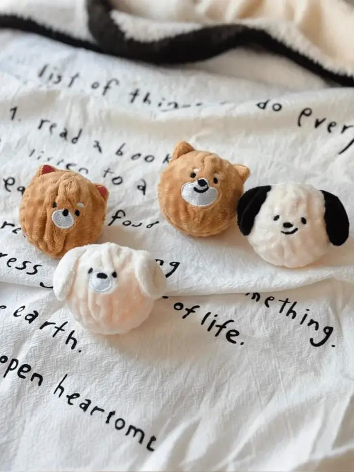 Jouet à mâcher couineur pour chien - Balle rebondissante en forme de chiot avec picots pour le nettoyage des dents, jouet interactif pour animaux de compagnie adapté aux petits chiens (Caniche/Bichon