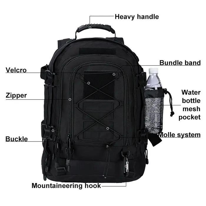 Sac à dos tactique militaire de grande capacité 40L 65L, pour l'extérieur, voyage, randonnée, Campin