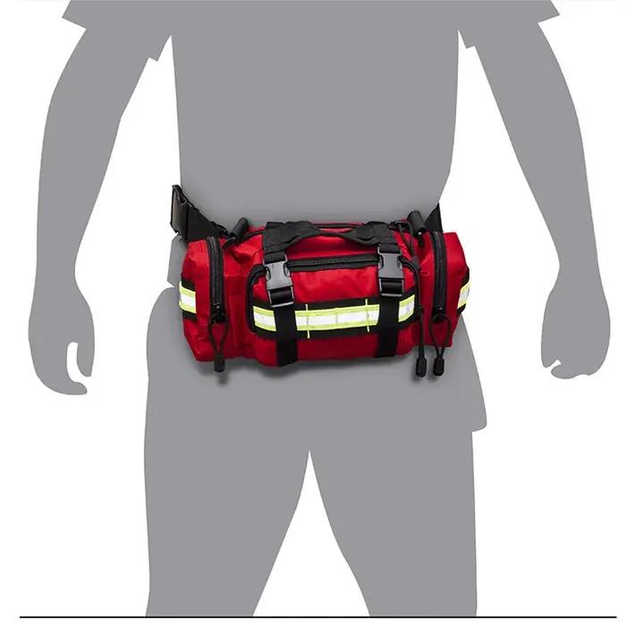 Sac de traumatologie d'urgence pour premiers secours sac rouge coton durable pour paramédicaux et interventions d'urgence avec bandes réfléchissantes