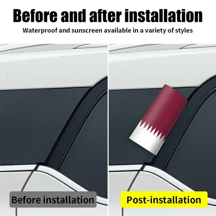 Autocollant 3D Logo Drapeau du Qatar PVC Noir Protection Solaire Fenêtre Voiture Occasions Spéciales