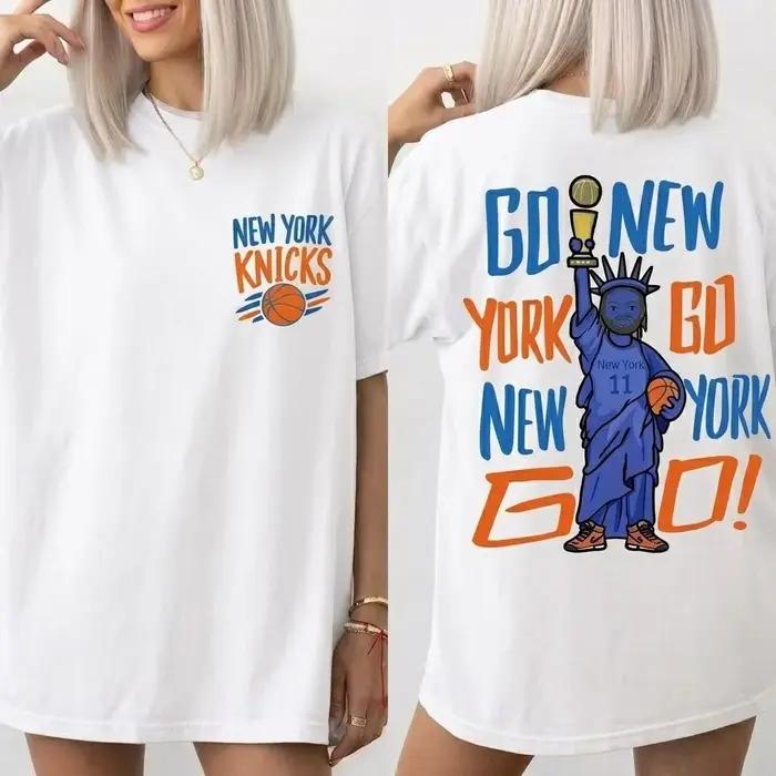 T-shirt unisexe à manches courtes et col rond en coton avec imprimé graphique Funny New York Basketball Champion