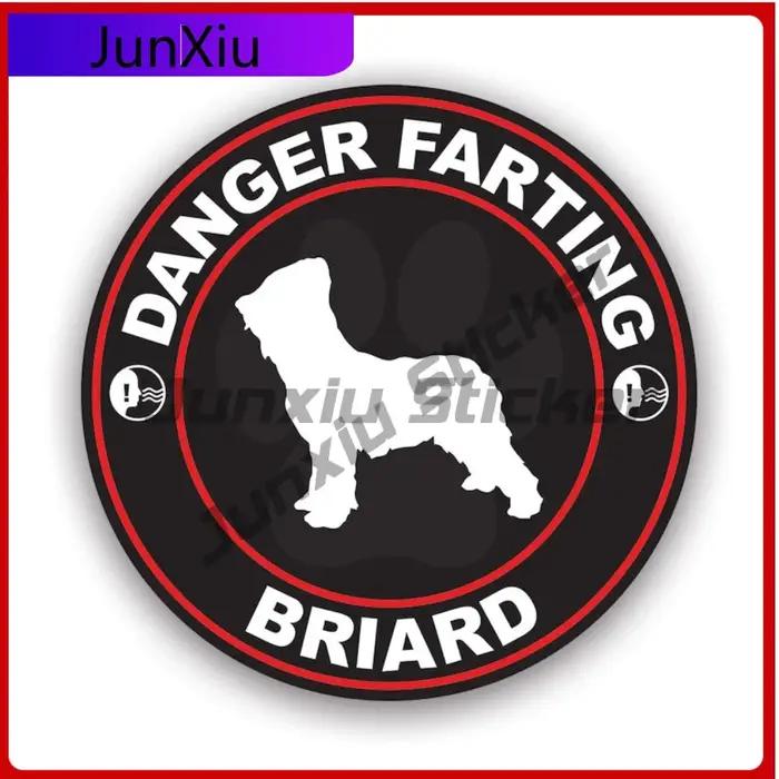 Autocollant créatif Danger Farting Briard, protection UV, pour chien, animal de compagnie, gaz, fart