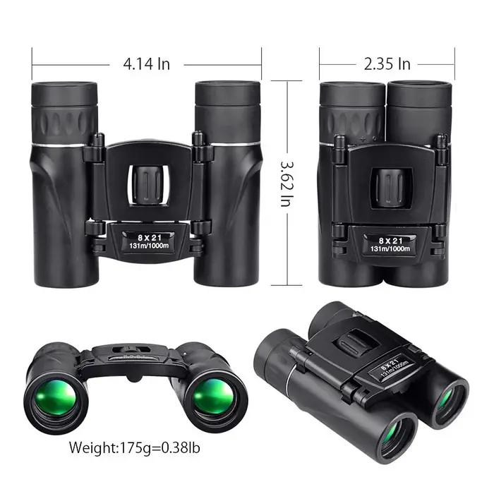 Jumelles compactes APEXEL 8x21 pliables BAK4 pour chasse et sports outdoor longue portée HD