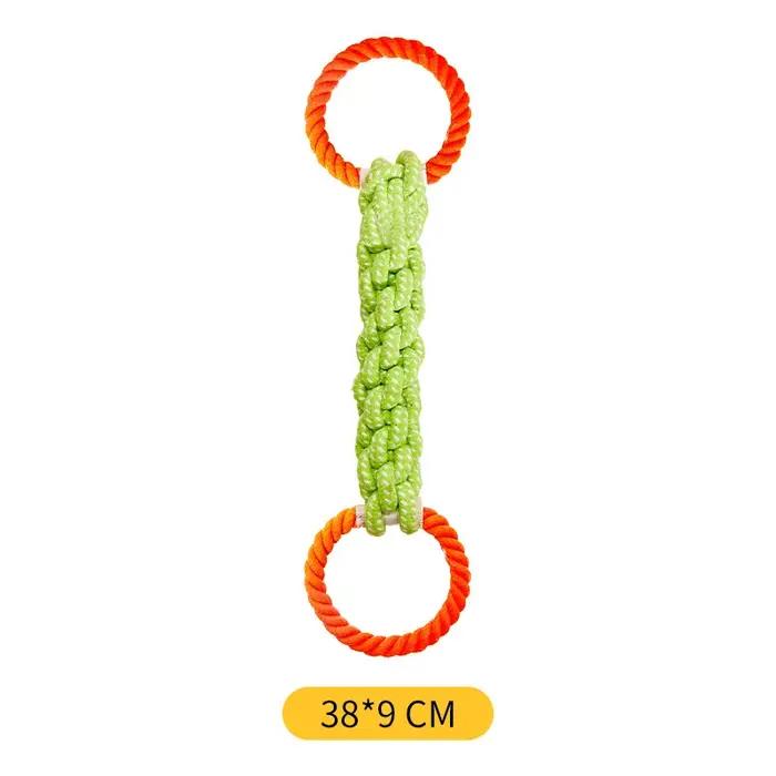 Jouet pour chien en corde de coton à double anneau, en forme de rafle de maïs, jouet à mâcher tissé