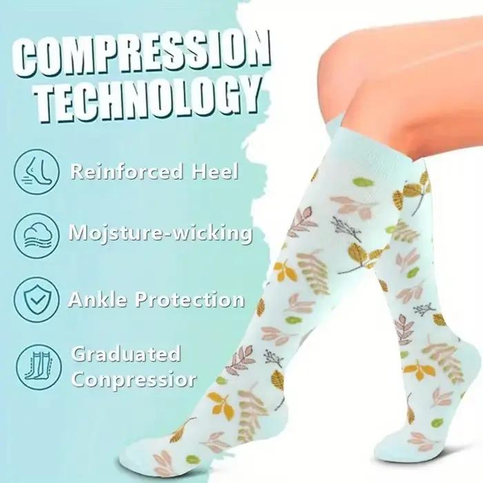 6 paires chaussettes compression chasse motifs fleurs animaux fruits soutien circulation hommes femmes