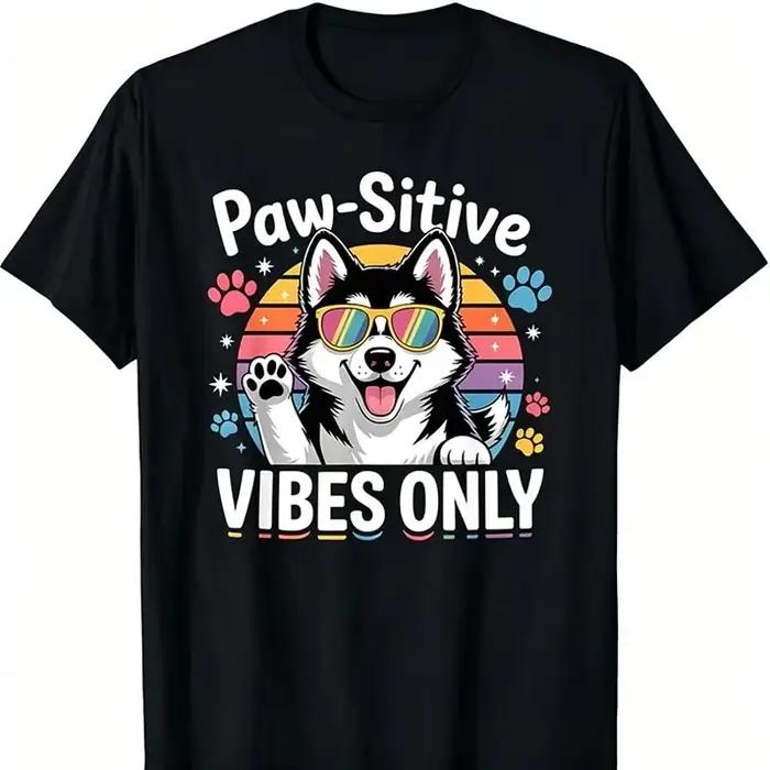 T-shirts à imprimé chien Husky mignon pour hommes, mode décontractée d'été, style Harajuku, hauts am