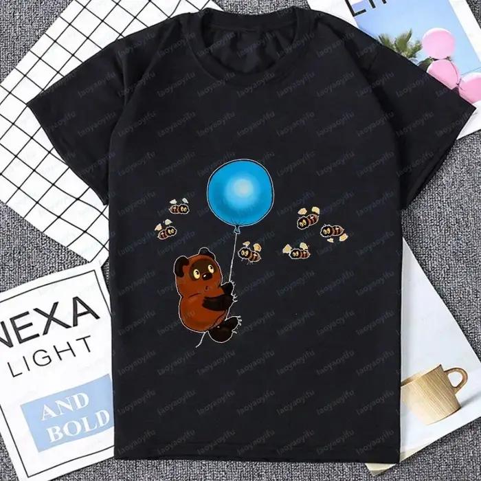 T-shirt vintage à motifs de dessin animé avec ours russe, vêtements de couple graphiques, Union soviétique, t-shirt décontracté à la mode pour homme occasions spéciales