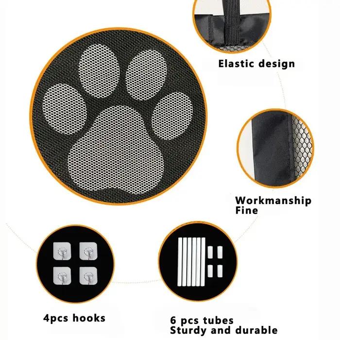 Porte pour chien pour escaliers-porte d'écran pour maison d'animaux avec 4 crochets