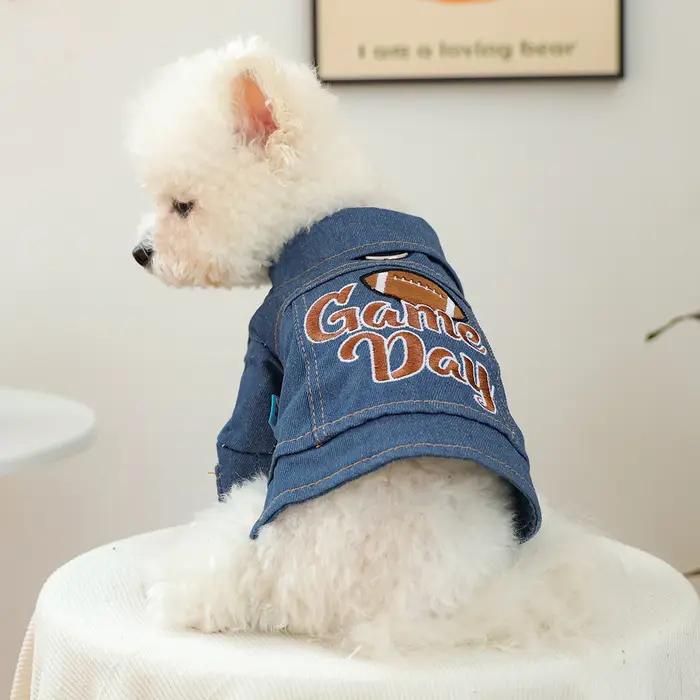 Veste en jean pour animaux de compagnie pour le jour du match - Marron