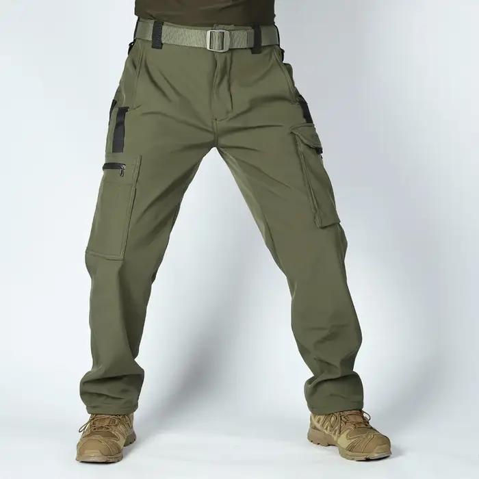 Pantalon tactique polaire softshell pour chasse hivernale avec multiples poches fonctionnelles