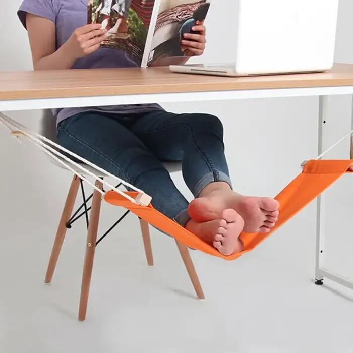 Hamac à pieds portable en polyester réglable, repose-pieds, bureau, maison, camping