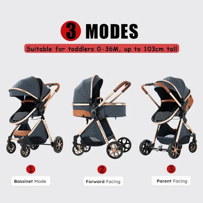 Système de voyage de poussette de bébé 3 en 1 de luxe avec siège auto landau de bébé poussette infan